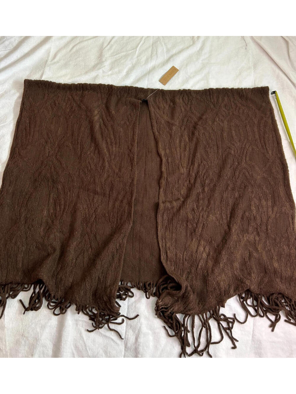 Steve Madden Women's Brown Woven Shawl Fringed Split Front One Size Topper NWT